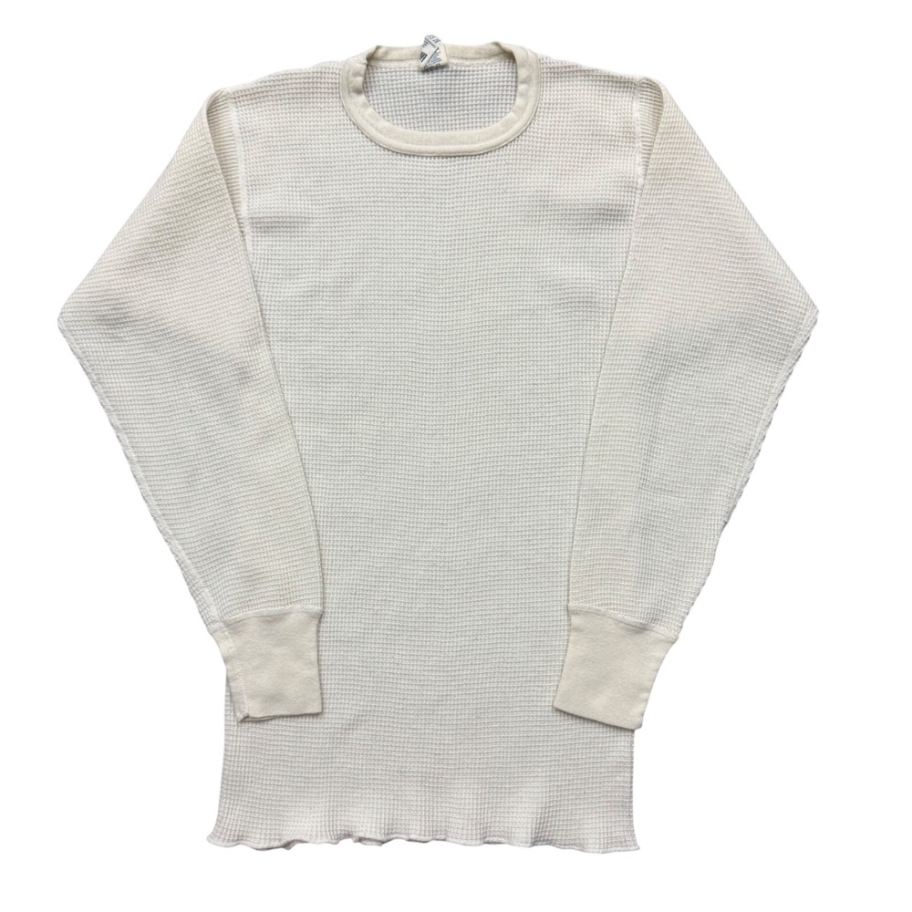 Vintage J.E. Morgan Long Johns Waffle Knit Thermal Shirt XL USA Made Ivory XL*